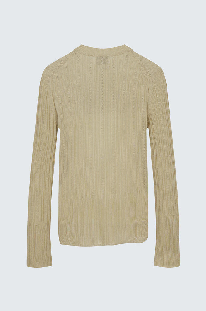 Henley-Neck Ribbed Knit Top