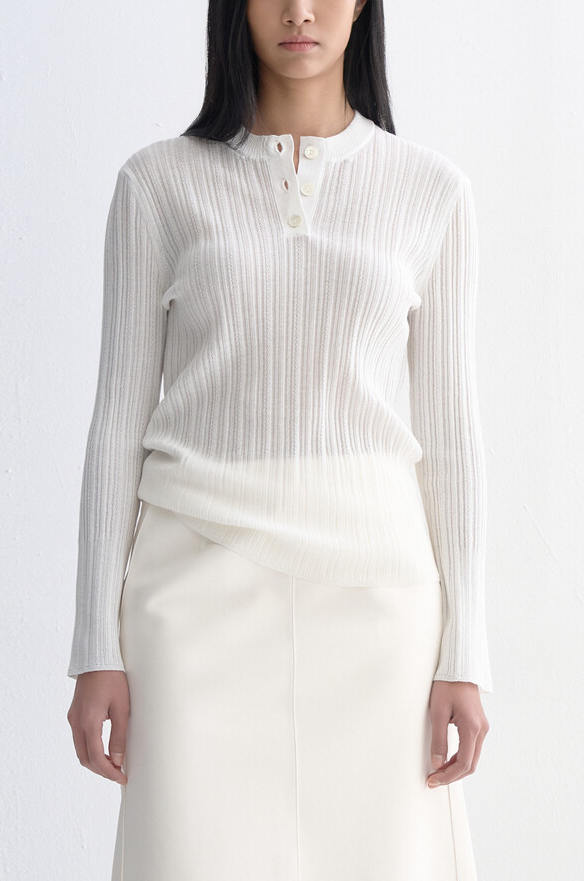 Ribbed Button-Up Knit Top