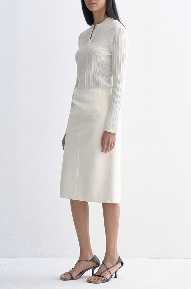 Ribbed Button-Up Knit Top