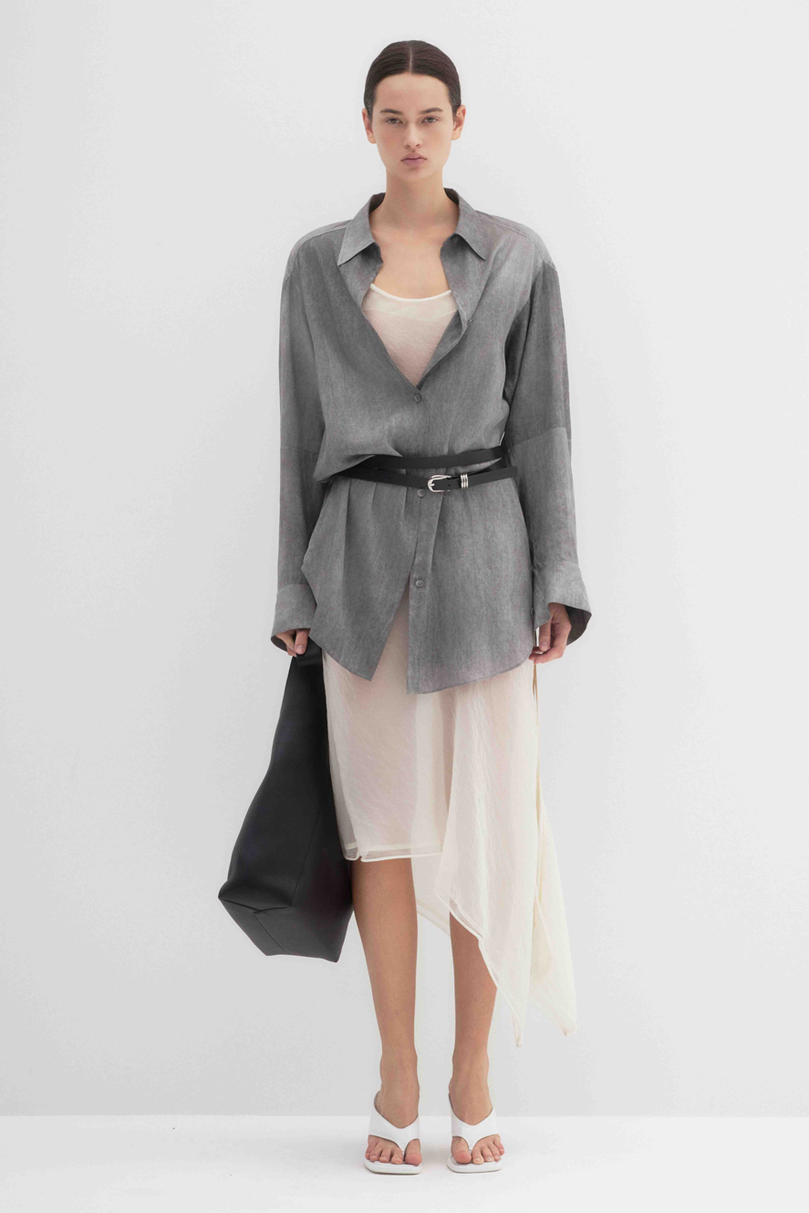 Asymmetrical Sheer Midi Dress