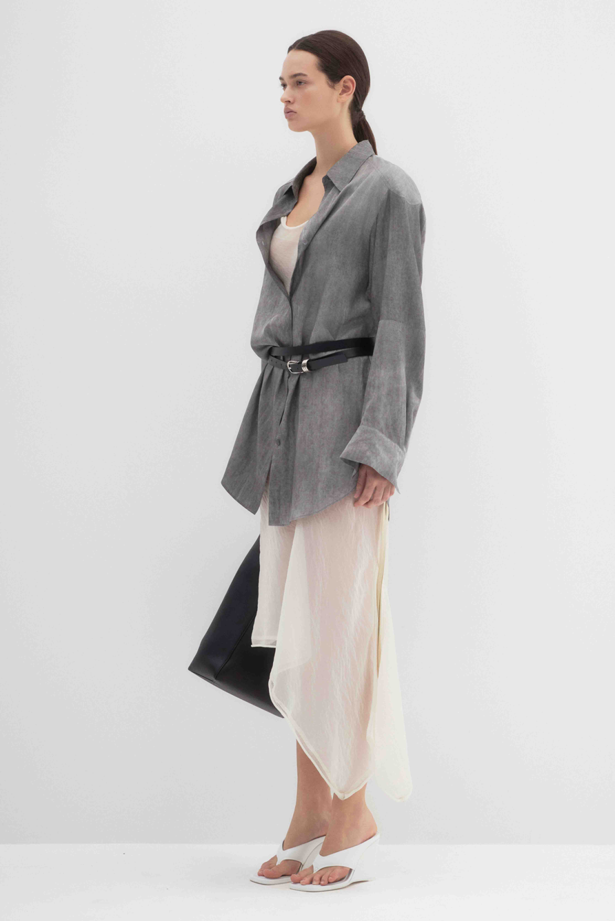 Asymmetrical Sheer Midi Dress