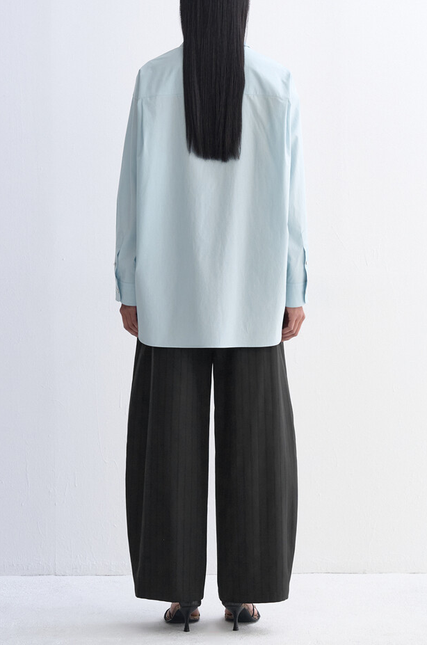 Belted One-Tuck Striped Wide Pants