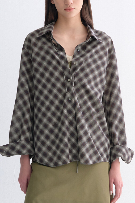 Wool-blend strap check shirt