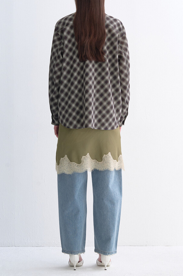 Wool-blend strap check shirt