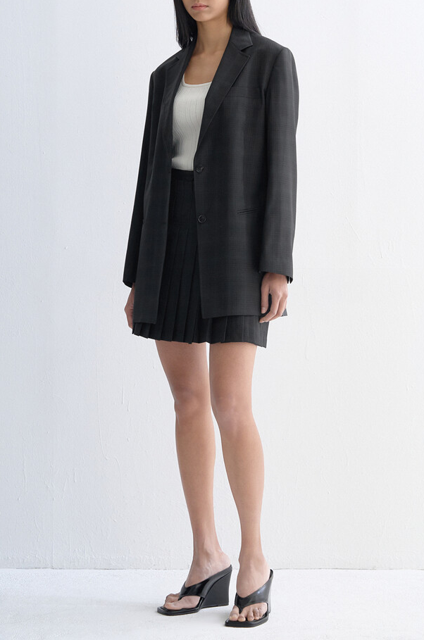 Pleated Wrap Mini Skirt