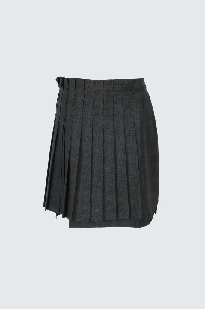 Pleated Wrap Mini Skirt