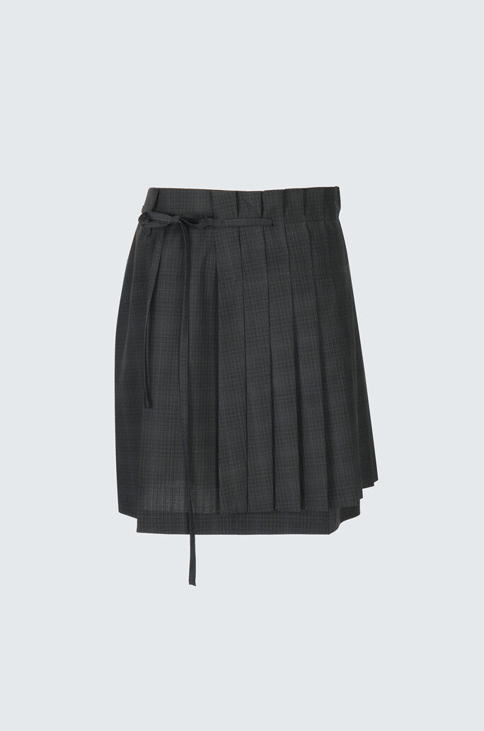 Pleated Wrap Mini Skirt