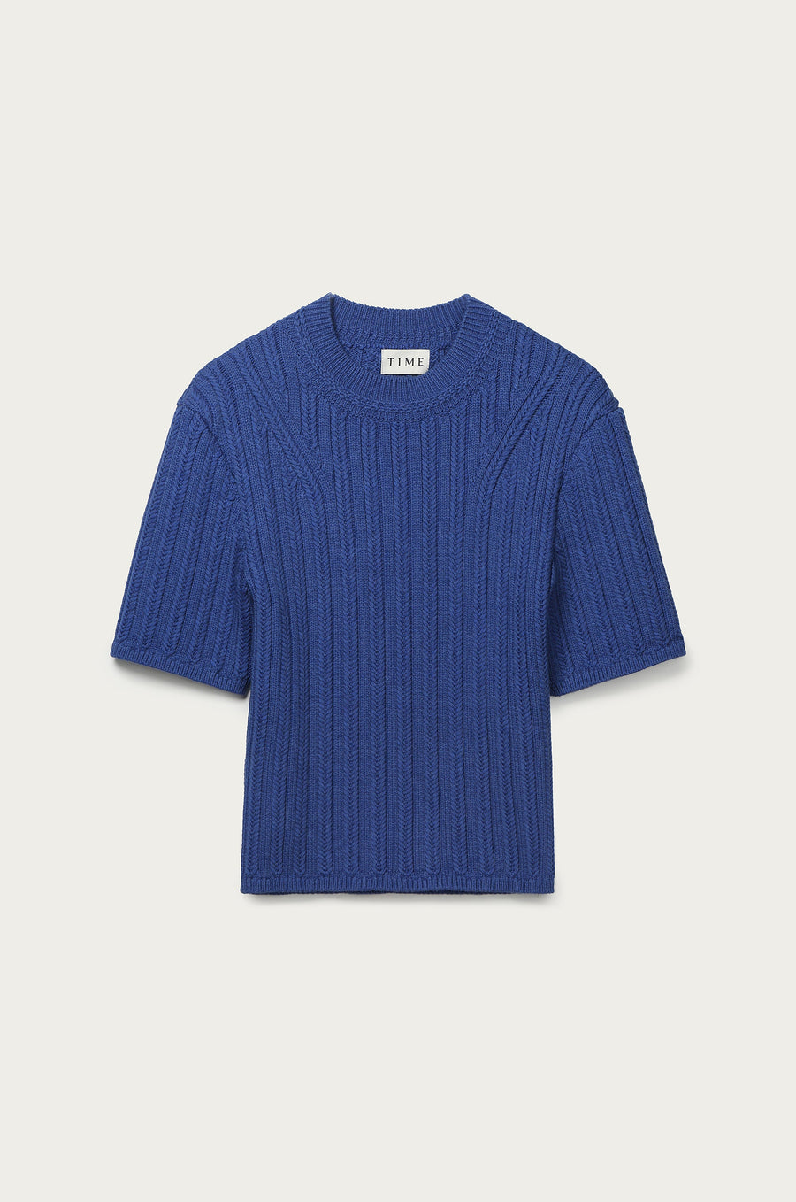 ROUND NECK HALF SLEEVE KNIT TOP