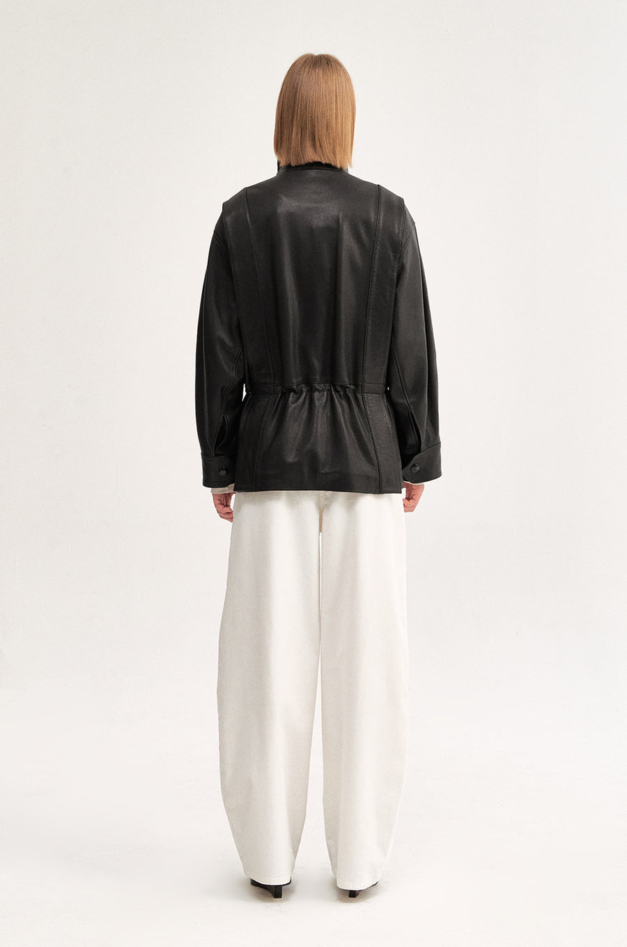 BLACK HALF LEATHER JACKET