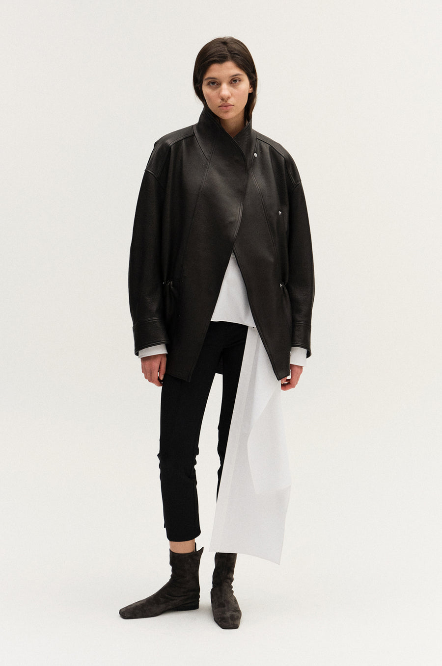 BLACK HALF LEATHER JACKET
