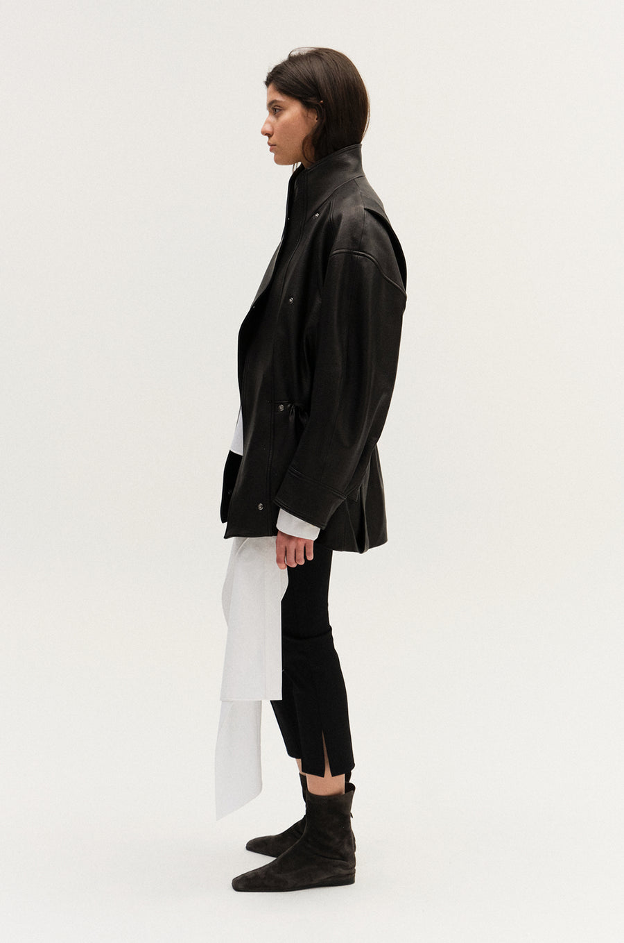 BLACK HALF LEATHER JACKET
