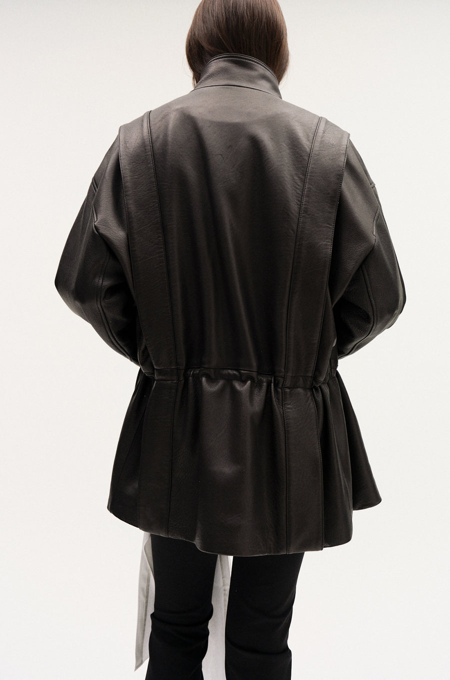 BLACK HALF LEATHER JACKET