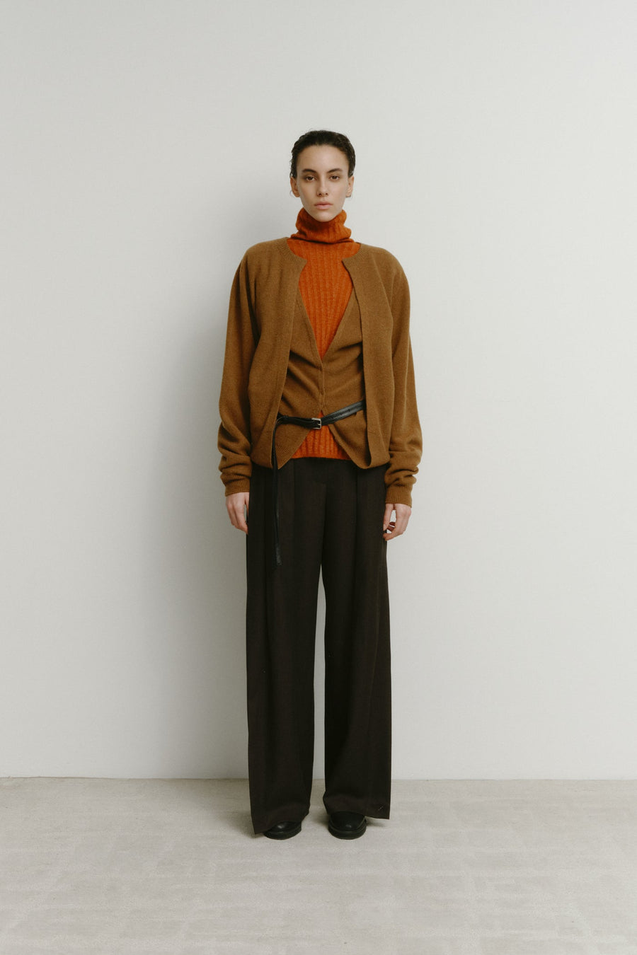 CASHMERE BLEND LAYERED KNIT CARDIGAN