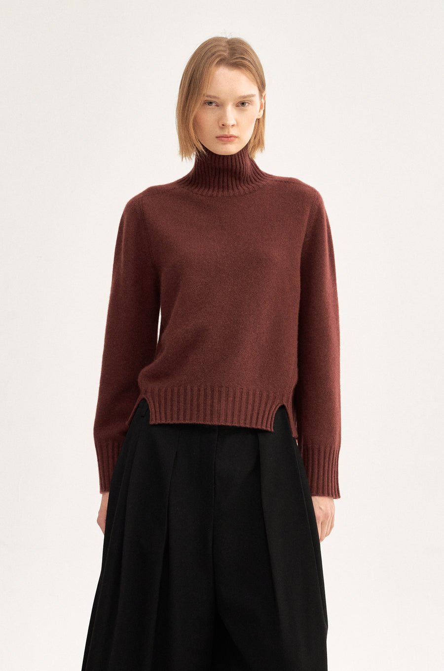 CASHMERE HIGH NECK KNIT TOP