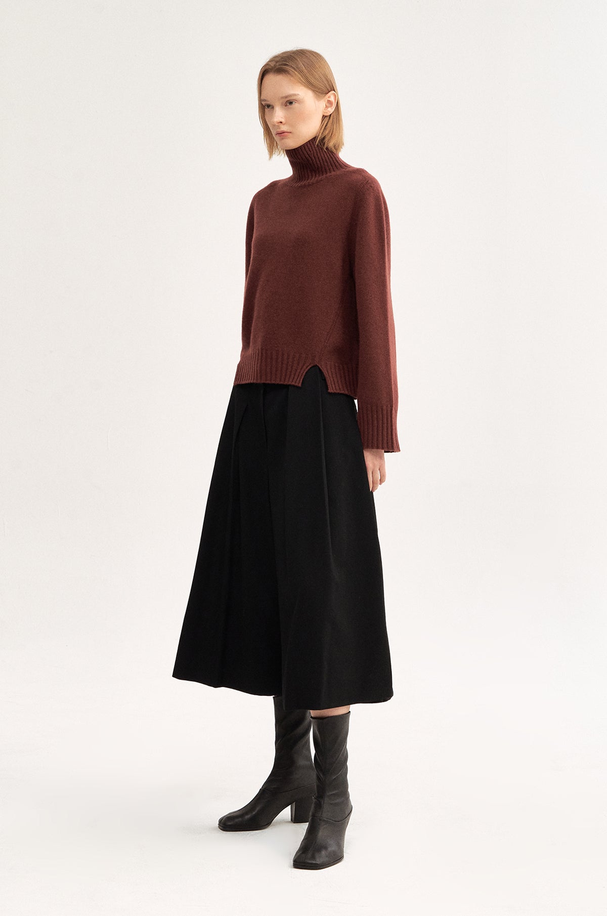 CASHMERE HIGH NECK KNIT TOP