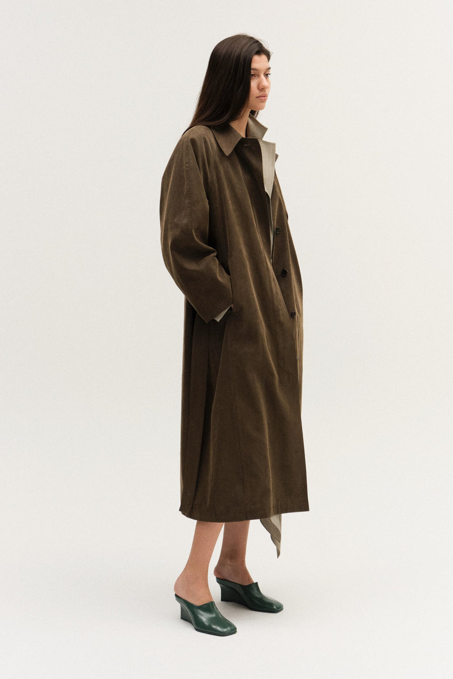 SINGLE COTTON & LYOCELL MIXED TRENCH COAT