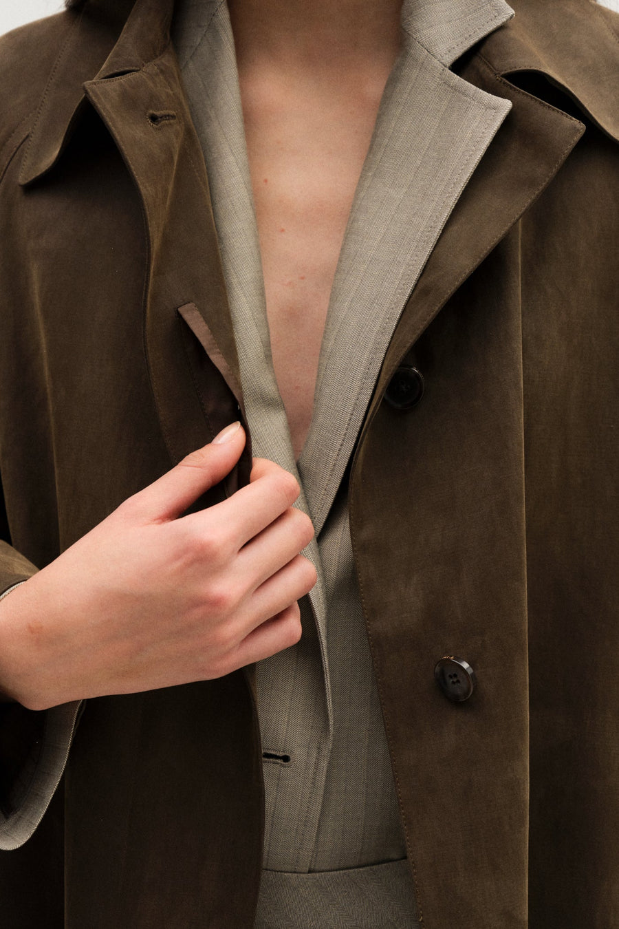 SINGLE COTTON & LYOCELL MIXED TRENCH COAT
