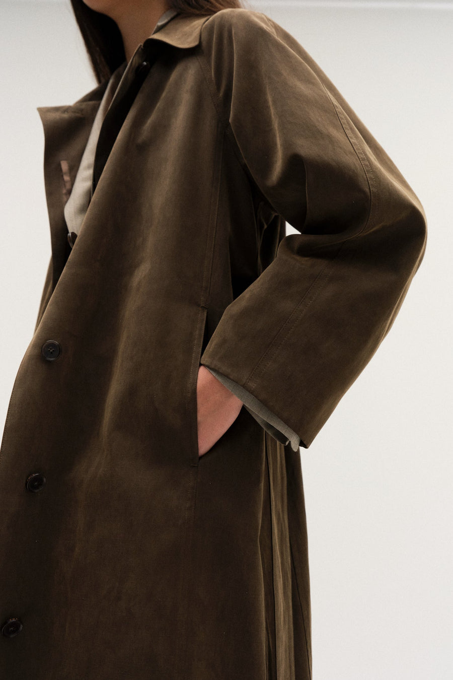 SINGLE COTTON & LYOCELL MIXED TRENCH COAT