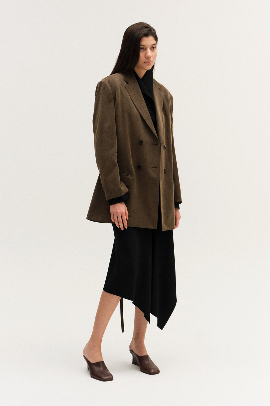 DOUBLE-BREASTED COTTON & LYOCELL MIXED JACKET