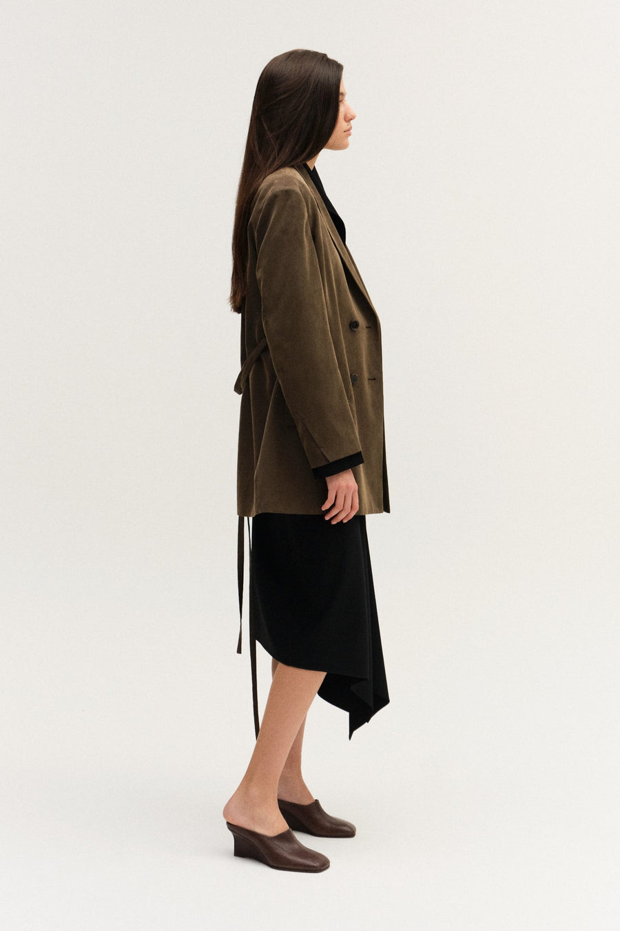 DOUBLE-BREASTED COTTON & LYOCELL MIXED JACKET
