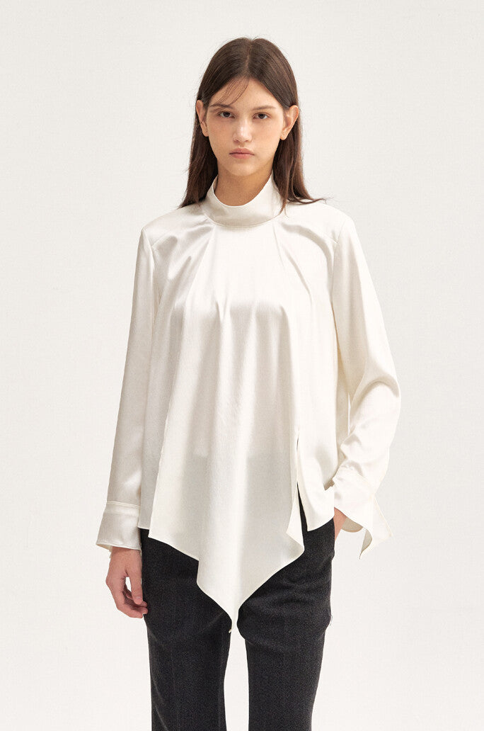 HIGH NECK SCARF SHAPE TOP