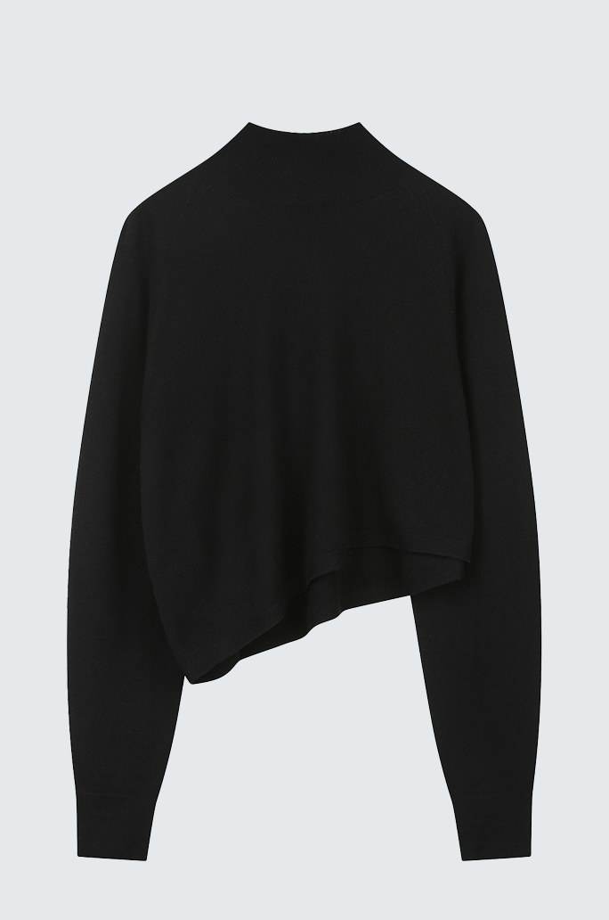 Cashmere Unbalance Crop Knit Top